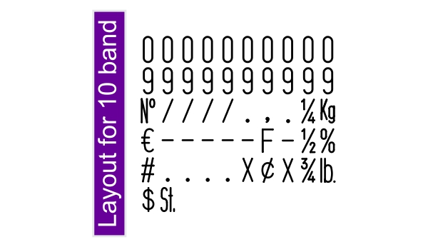 10 band alphanumeric stamp layout