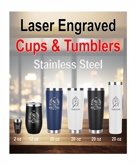 Engraved cups and tumblers